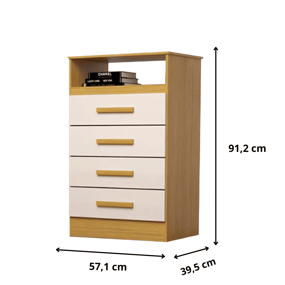 C&ocirc;moda Cinamomo/Off White 4 Gavetas ACP J&eacute;ssica 100% MDF, , large image number 2