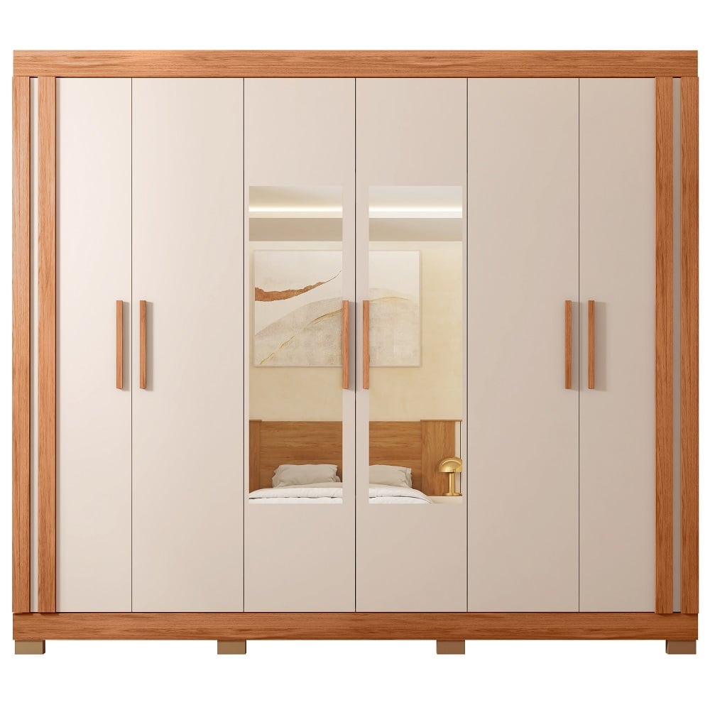 Guarda-Roupa Casal 6 Portas 2 Gavetas Freij&oacute;/Off White Caemmun Eden Lux 2.3