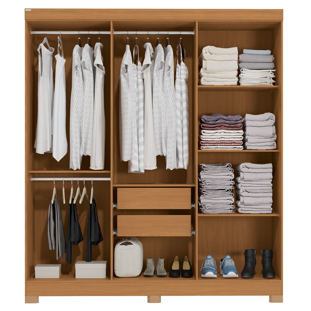 Guarda-Roupa Casal 6 Portas 2 Gavetas Canela/Off White Kappesberg CB01R590, , large image number 1