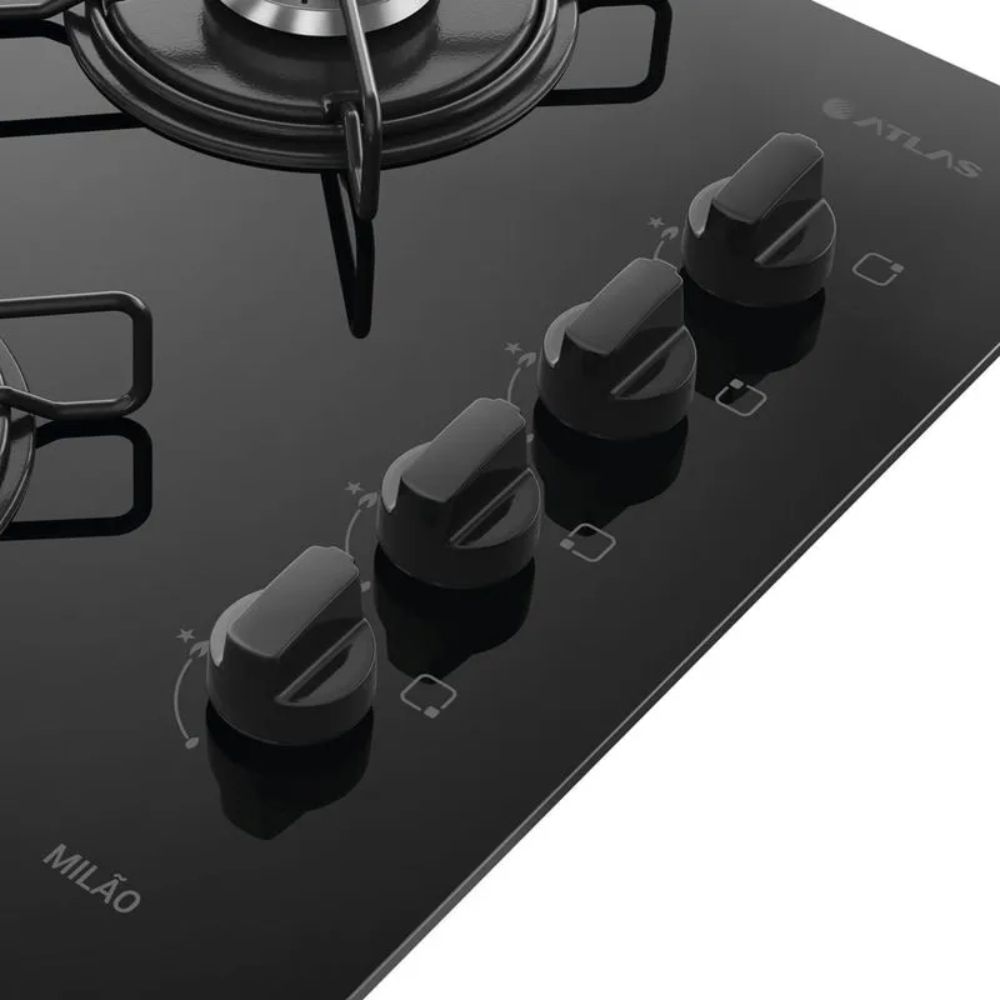 Cooktop 4 Bocas Atlas Mesa de Vidro Preto Acendimento Automático Milão Bivolt, , large image number 2