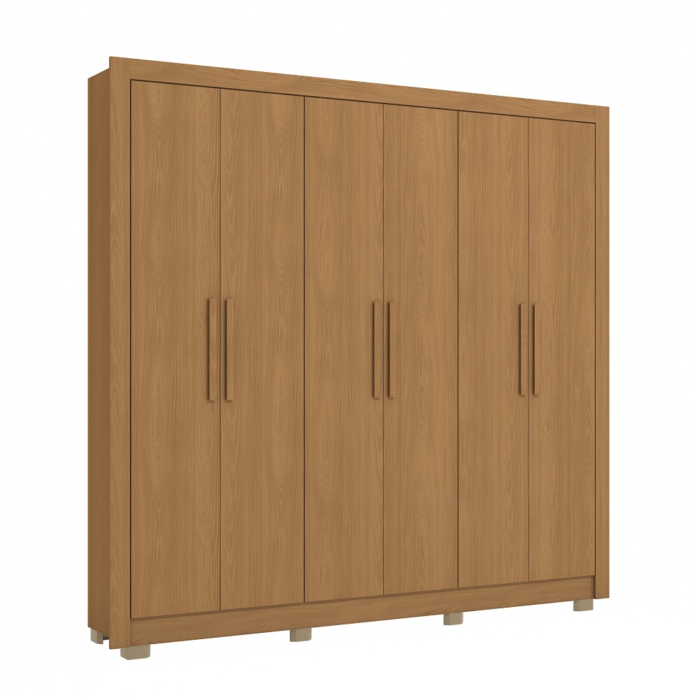 Guarda-Roupa Casal 6 Portas 2 Gavetas Canela/Madeira Kappesberg CB02M569 Nogueira