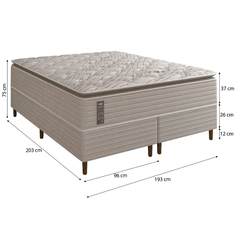 Conjunto Box King de Molas Ensacadas Bronx com Base 193x203x75 cm Umaflex, , large image number 3