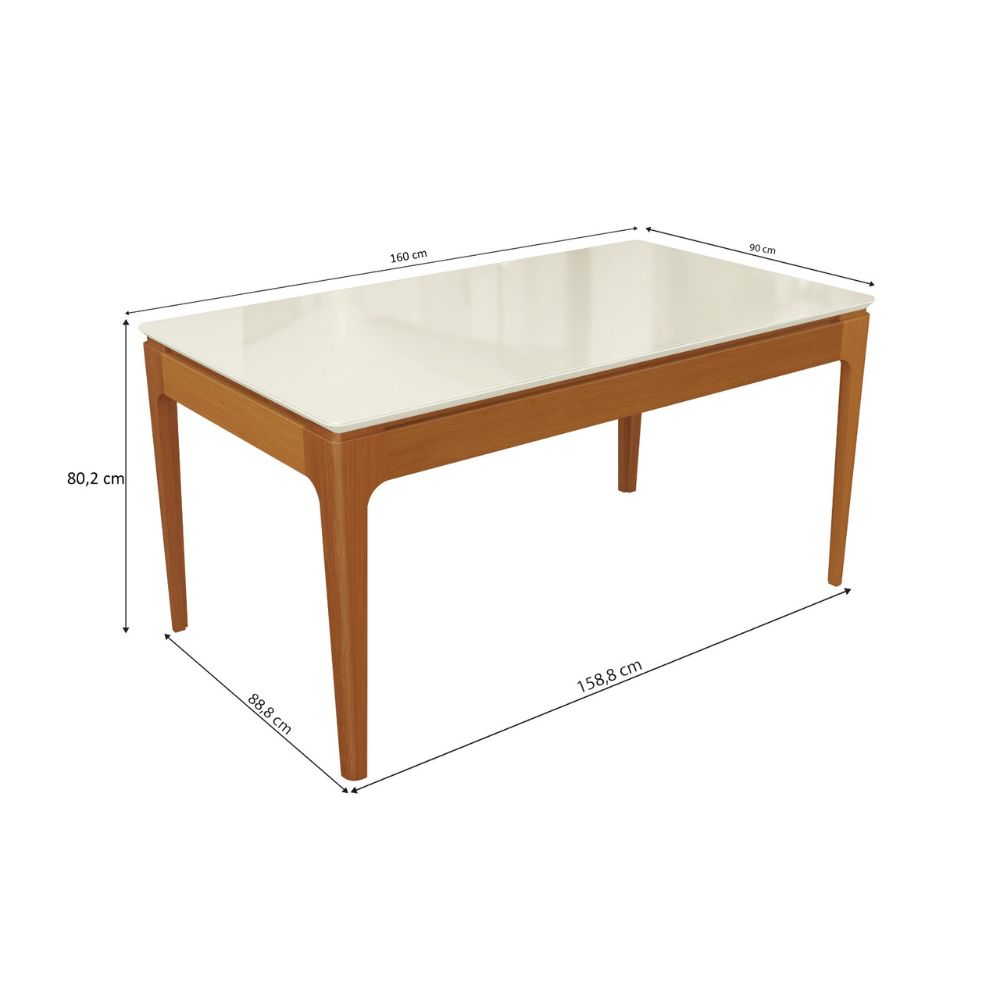 Conjunto Mesa de Jantar Retangular Premium 6 Cadeiras Lola Kappesberg CSJ022CA Canela Off White, , large image number 3