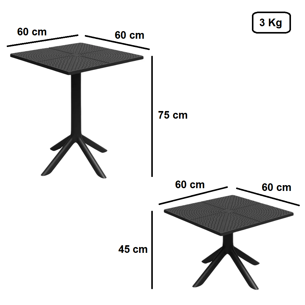 Mesa de Polipropileno 2 em 1 Forte Pl&aacute;stico Simpla 75x60 Preta, , large image number 2