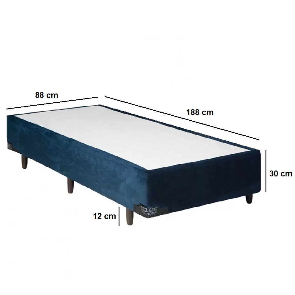 Base Cama Box Solteiro T07 Azul 88x188x30 cm Caza Nobre, , large image number 1