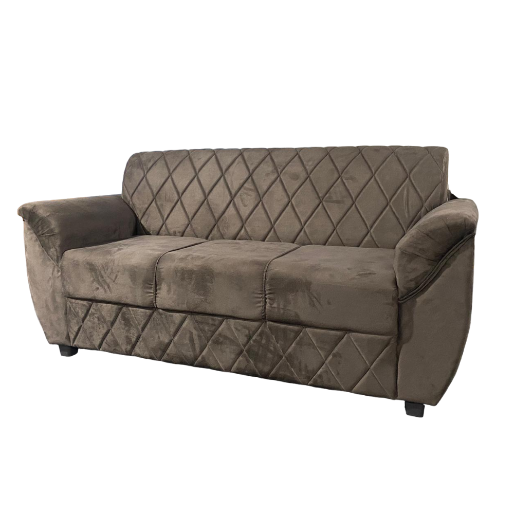 Sofá 3 Lugares 2 Assentos 180cm Tecido Suede Movelpaz Moscou Marrom