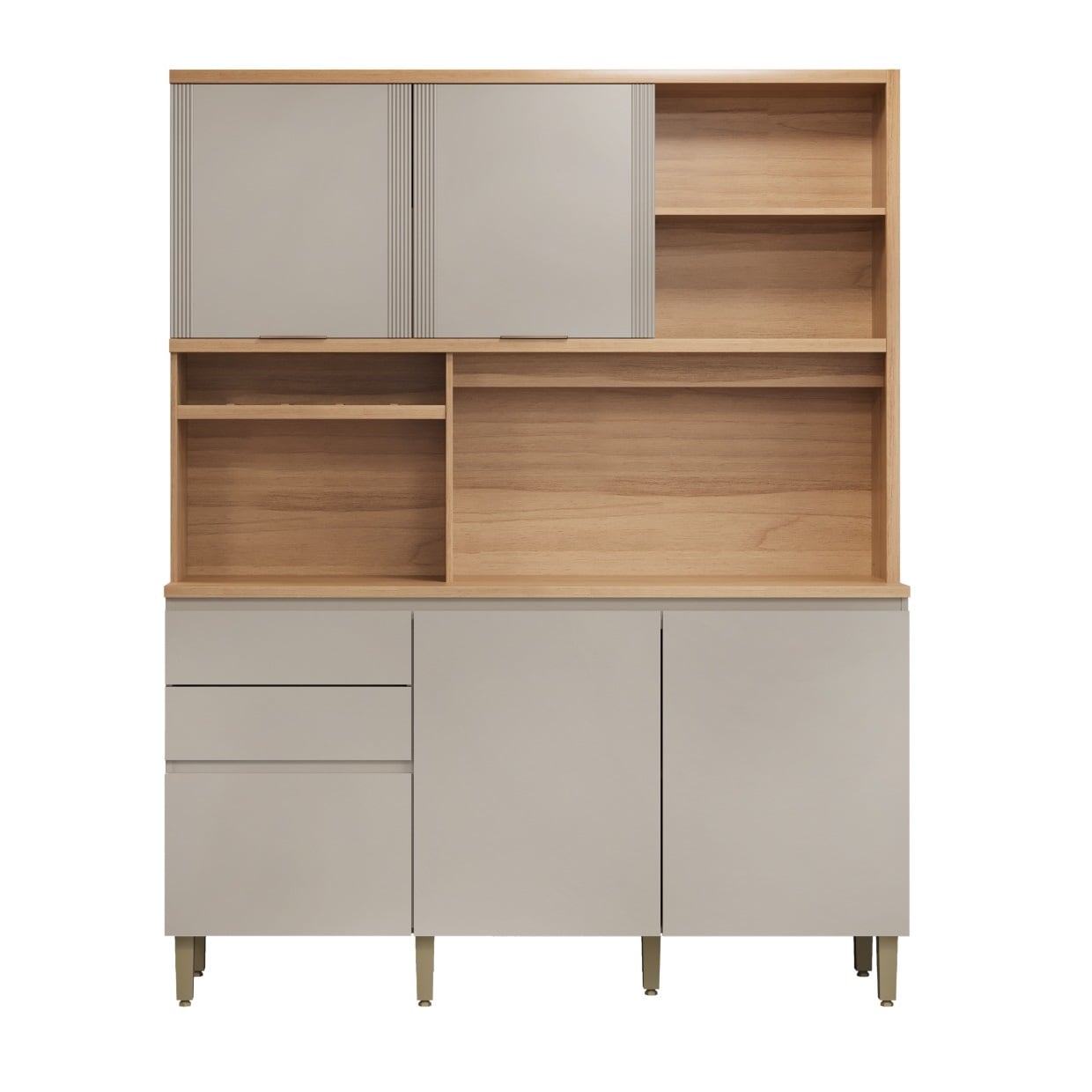 Arm&aacute;rio de Cozinha 5 Portas 2 Gavetas Jequitib&aacute;/Gris L&iacute;nea Austin - 100% MDF, , large image number 1