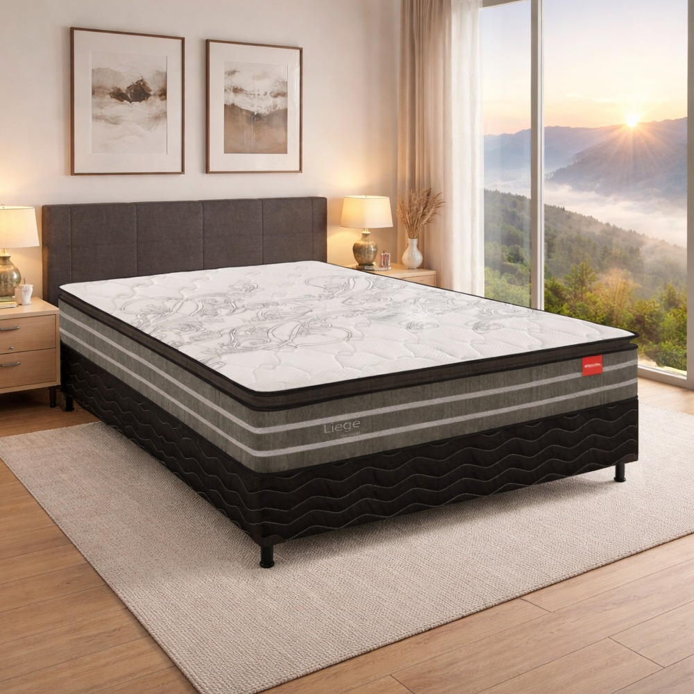 Cama Box Casal Molas Ensacadas Liege 138X188X74 cm Reconflex, , large image number 1