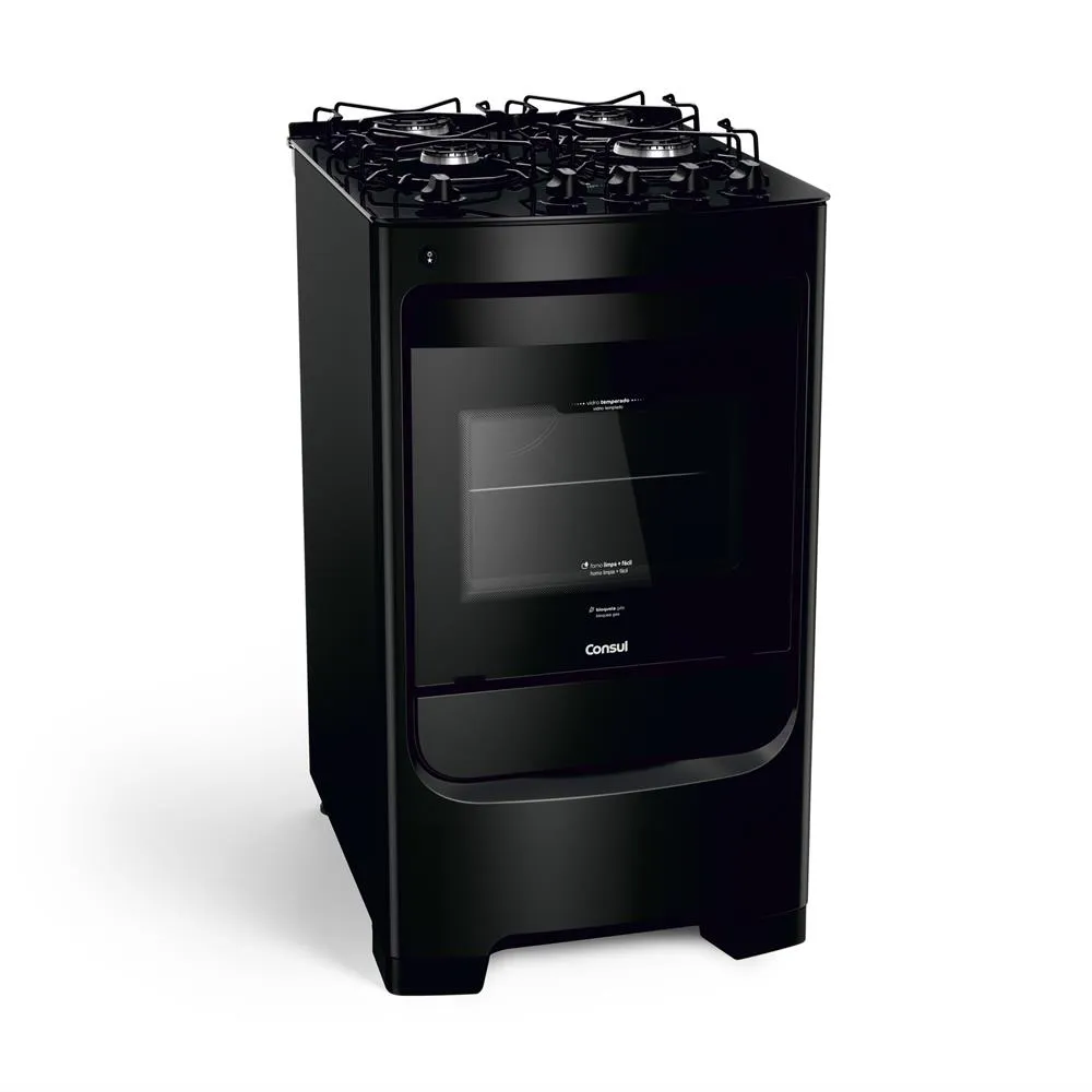 Fogão 4 Bocas Consul Acendimento Automático Mesa de Vidro Preto Bivolt CFO4VBEUNA Glass, , large image number 1