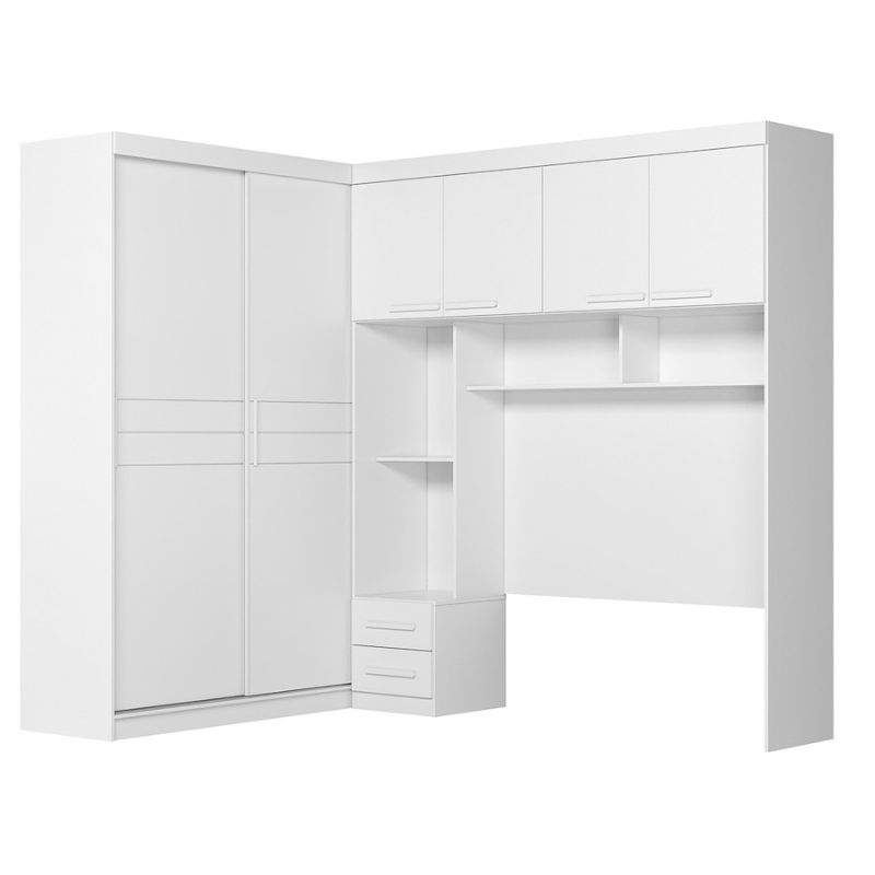 Guarda-Roupa Casal Modulado 6 Portas 5 Gavetas Branco Florença Moval, , large image number 1