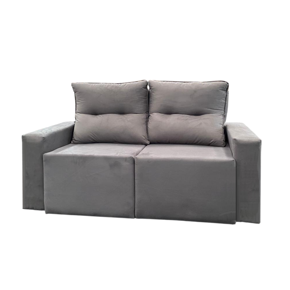 Sof&aacute; 2 Lugares 2 Assentos Retr&aacute;til e Reclin&aacute;vel Cinza 162cm Movelpaz Viena