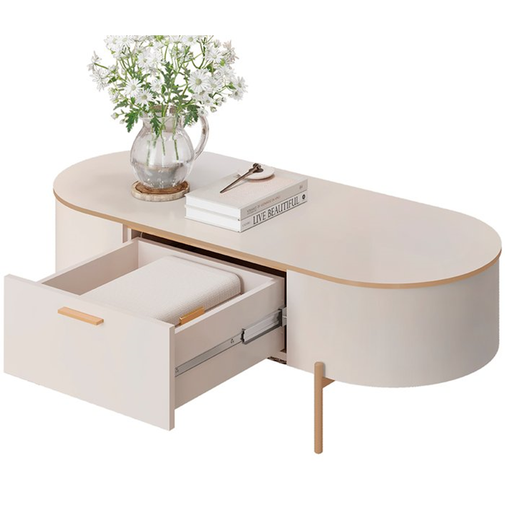 Mesa de Centro Dj Móveis Oval Celena 107,5 x 46,5 cm Off White / Off White, , large image number 2