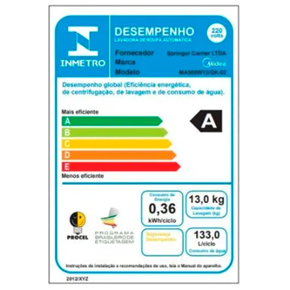 Máquina de Lavar Roupa Midea 13 KG 220V MA500W13/WG-02 Branca, , large image number 6