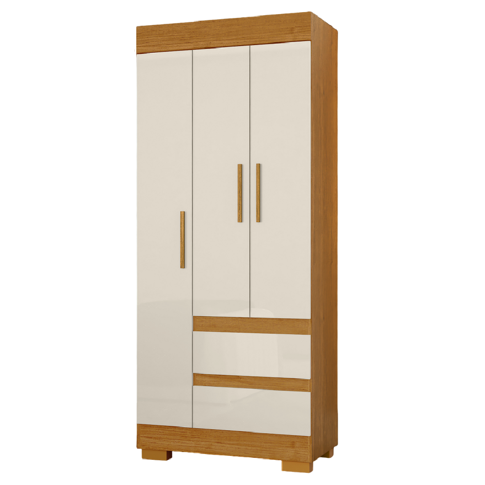 Guarda-Roupa Solteiro 3 Portas 2 Gavetas Cinamomo/OffWhite ACP Maya, , large image number 0