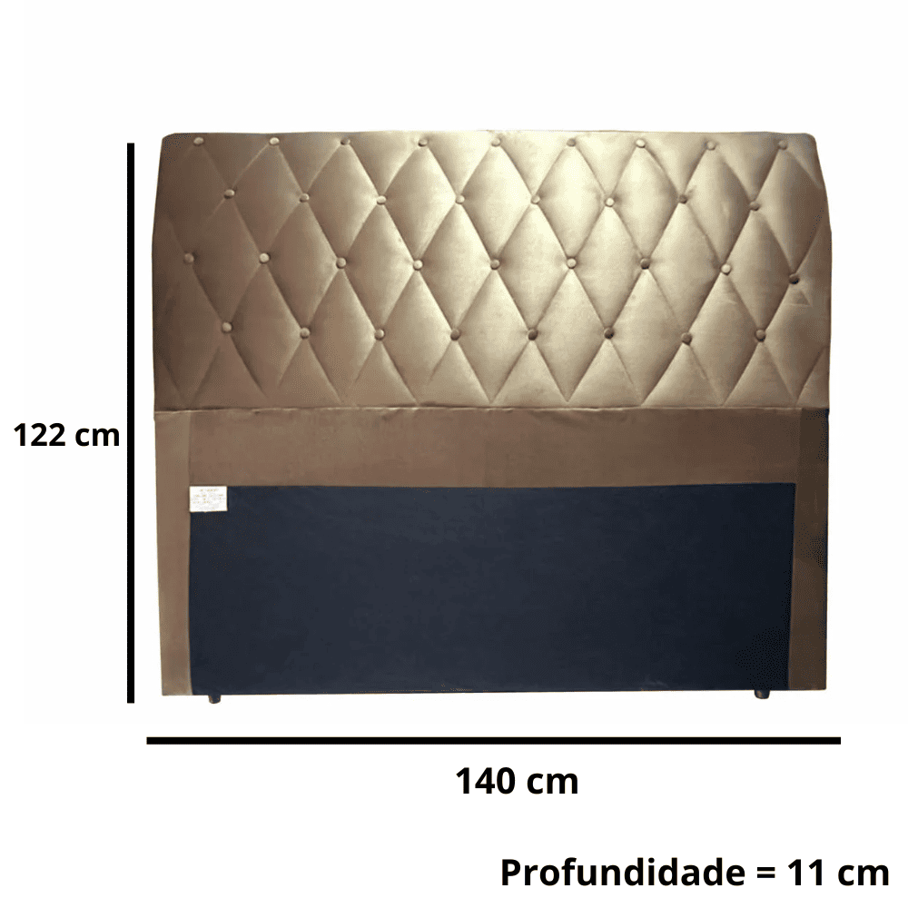 Cabeceira de Casal Estofada 140 cm Veludo Caramelo Ortomagic Excellenace, , large image number 2