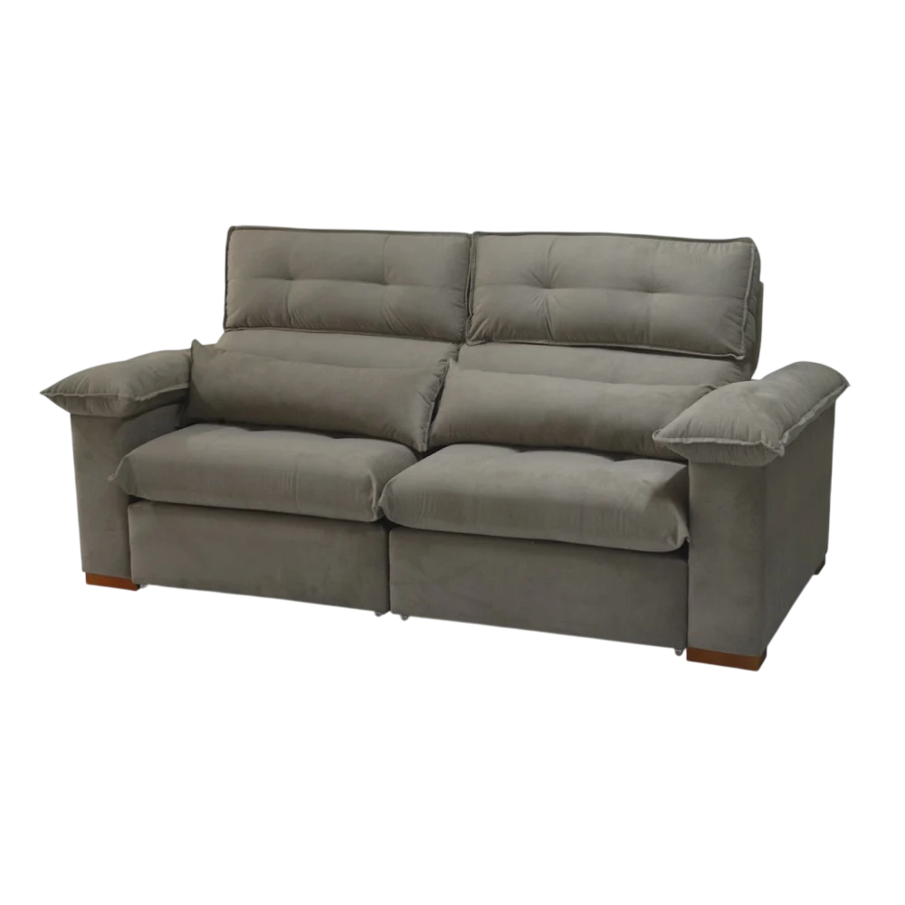 Sof&aacute; 2 Lugares 2 Assentos Retr&aacute;til e Reclin&aacute;vel Tecido Camu&ccedil;a 250cm JA Marrom, , large image number 1