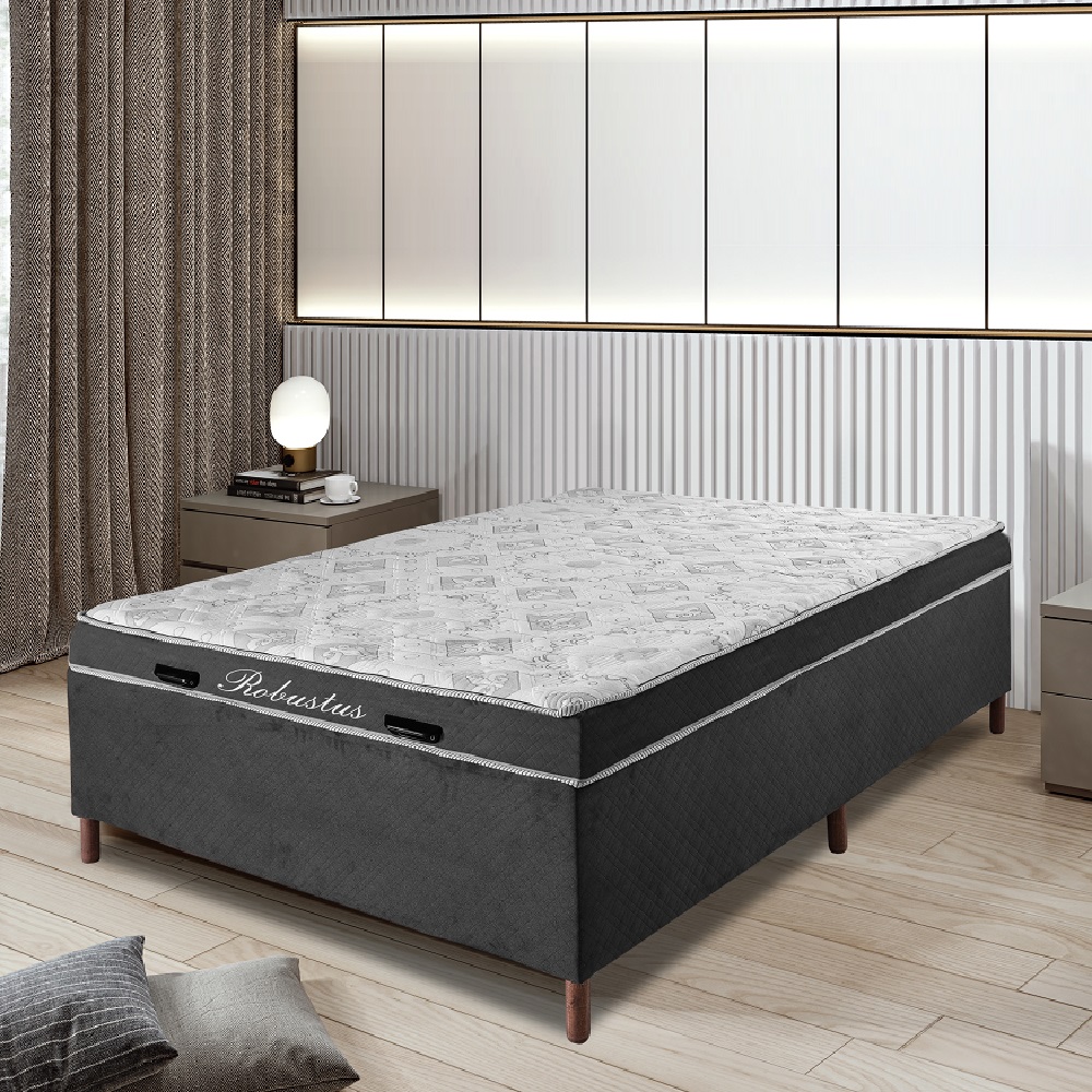 Cama Box Casal com Baú D28 Robustus Unique Confort 138x188x69 Caza Nobre, , large image number 1
