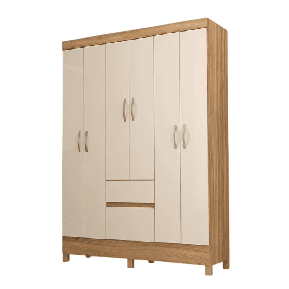 Guarda-Roupa Casal 6 Portas 2 Gavetas Amendola/Off White Dem&oacute;bile Flash