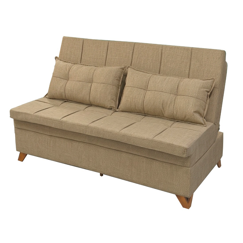 Sof&aacute; Cama 3 Lugares 1 Assento Linho Mali Caramelo 184cm JA M&oacute;veis Mali