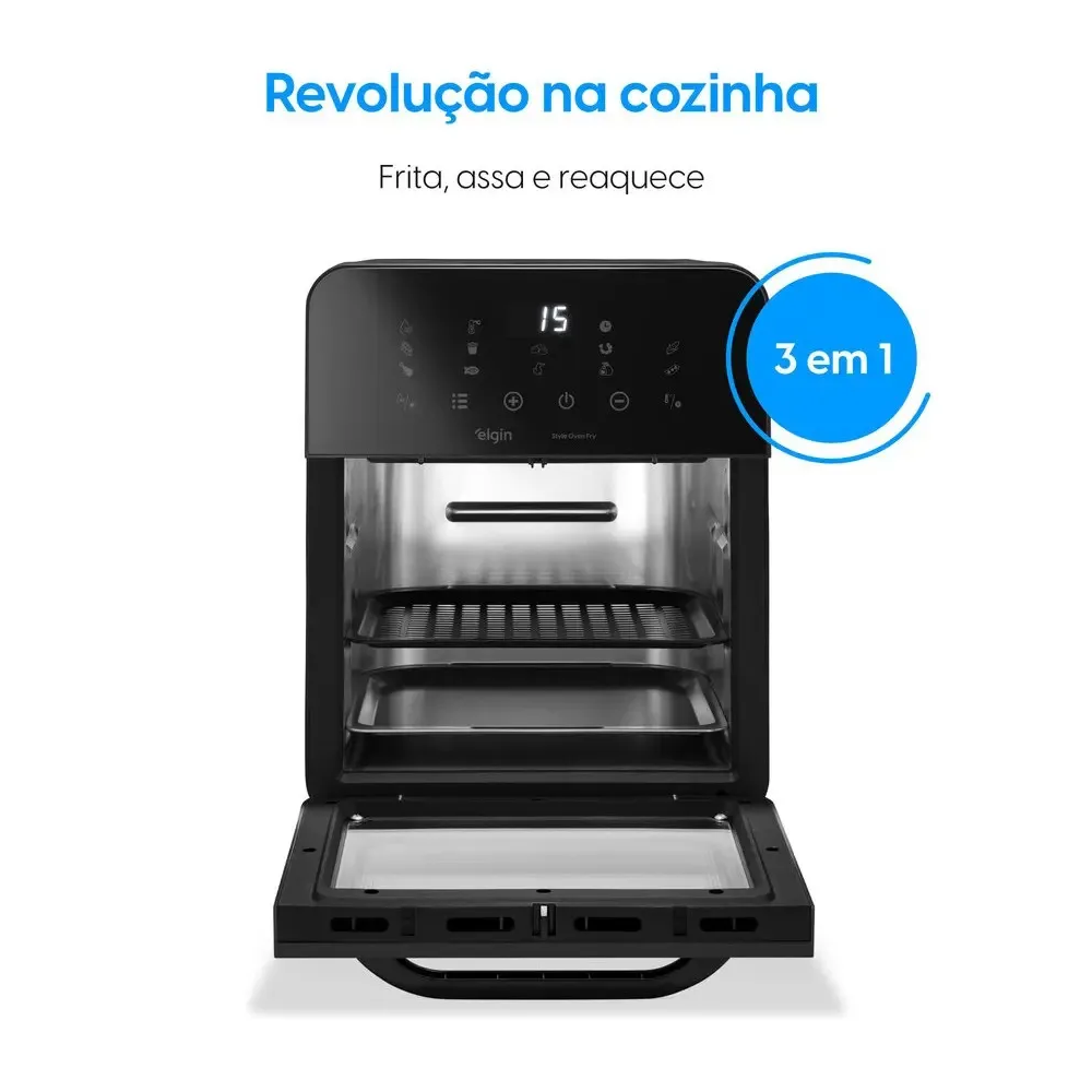 Fritadeira El&eacute;trica Air Fryer Elgin Sem &Oacute;leo 10 Litros Preta 1400W 220V Style Oven Fry AFO20, , large image number 2