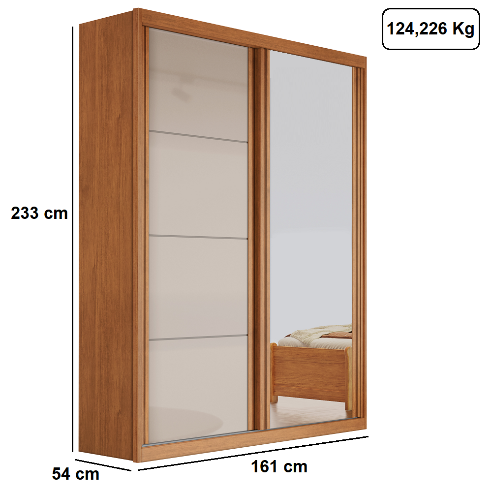 Guarda-Roupa Casal 6 Portas 6 Gavetas Nature/Off White Bianchi Bianca, , large image number 6