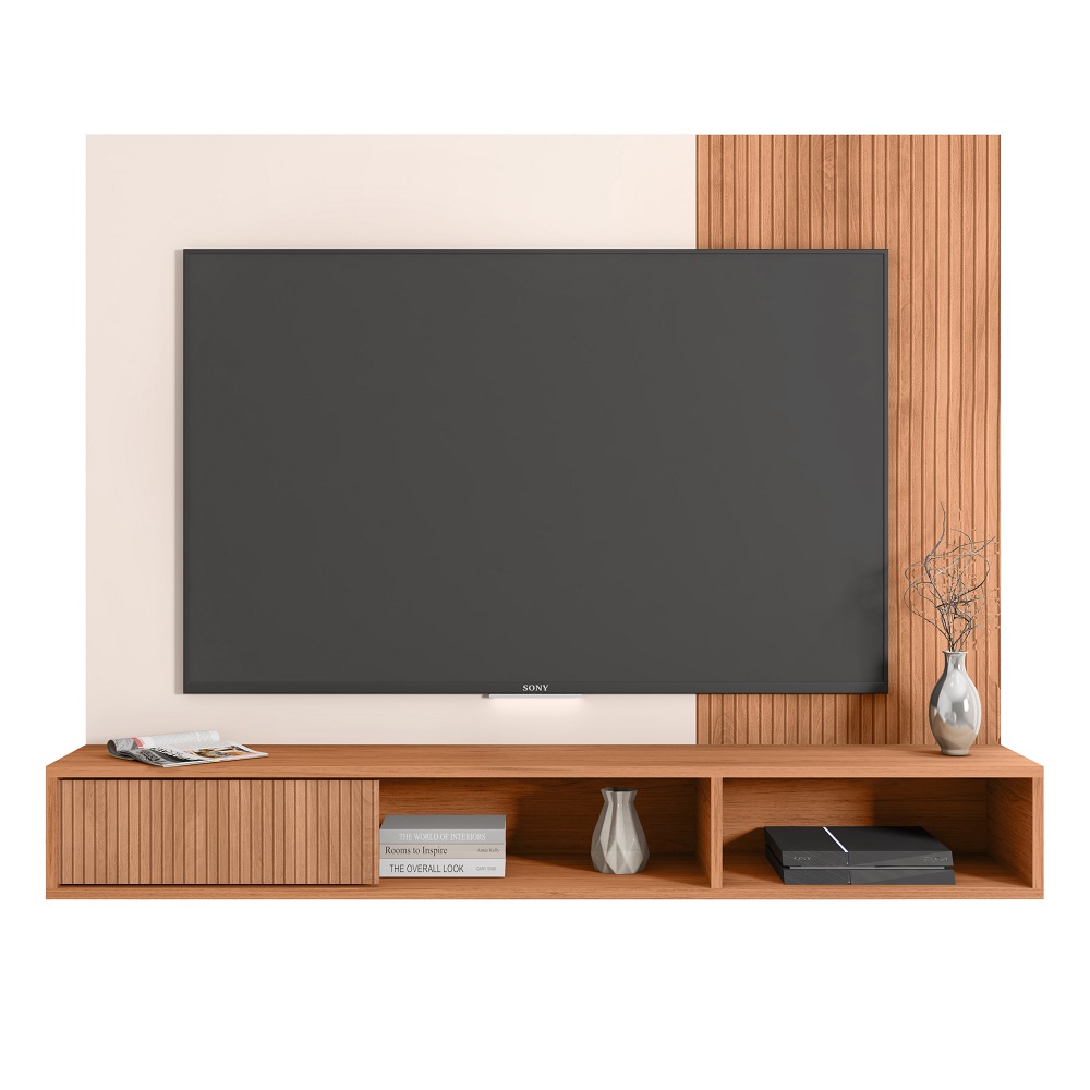 Painel Para TV Até 55 Polegadas Freijó/Off White Caemmun Rítmo 1.36, , large image number 1