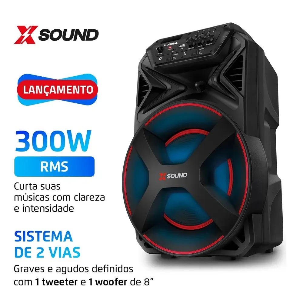 Caixa de Som Amplificada Mondial Bluetooth USB R&aacute;dio FM 300W Bivolt CM300-N, , large image number 1