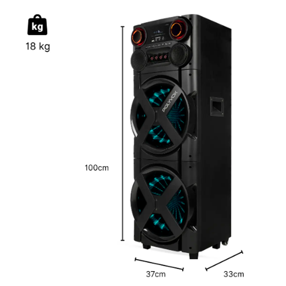 Caixa de Som Torre Polyvox Bluetooth 2500W Bivolt Double XT2025T LED, , large image number 2