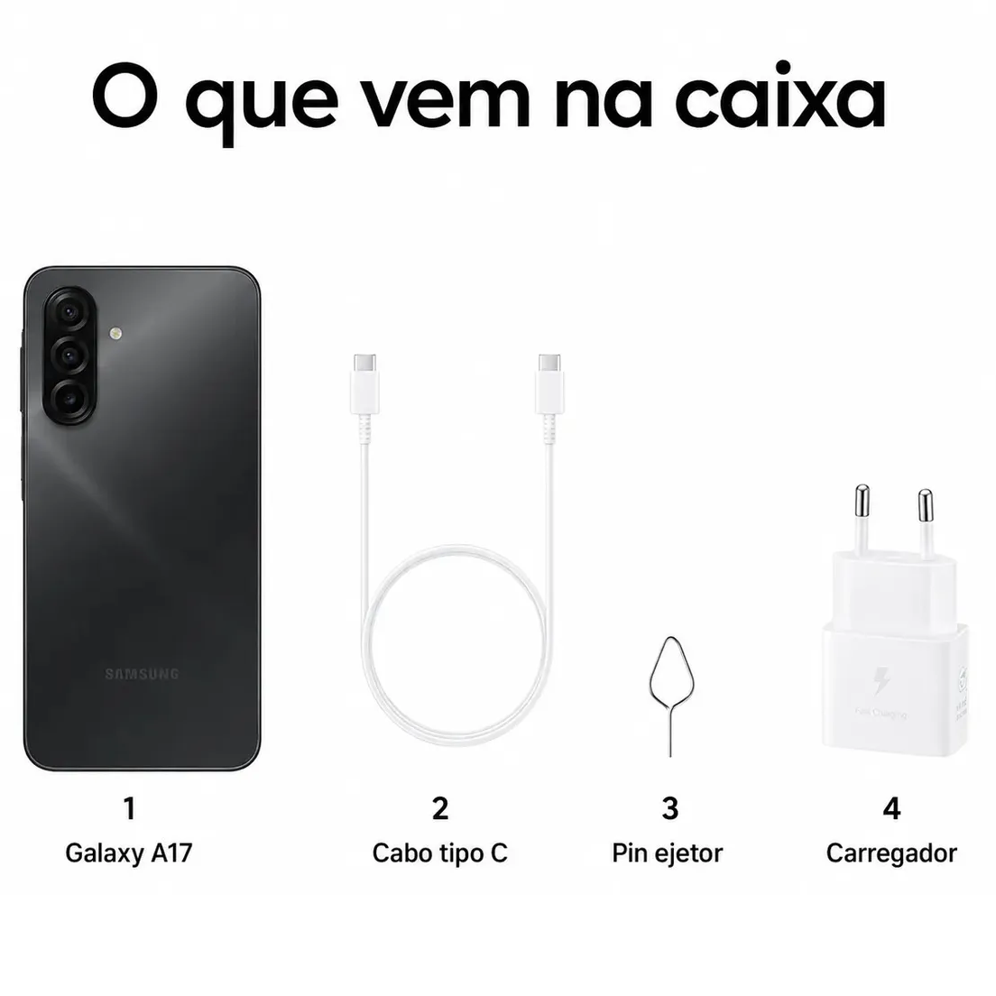 Smartphone Samsung A17 Preto 128GB 8GB RAM Tela 6,7" C&acirc;mera Tripla + Selfie 13MP, , large image number 4
