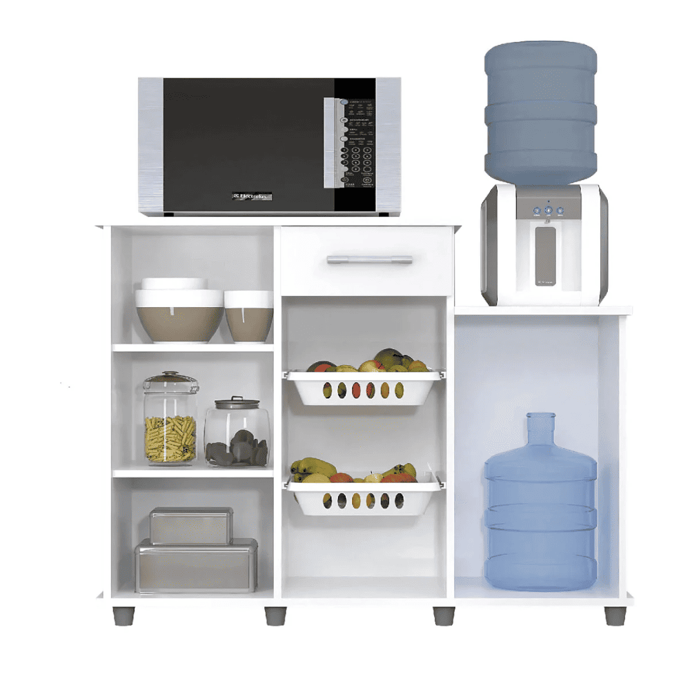 Fruteira de Ch&atilde;o para Cozinha 2 Portas 1 Gaveta Londres Magno - Branco, , large image number 2