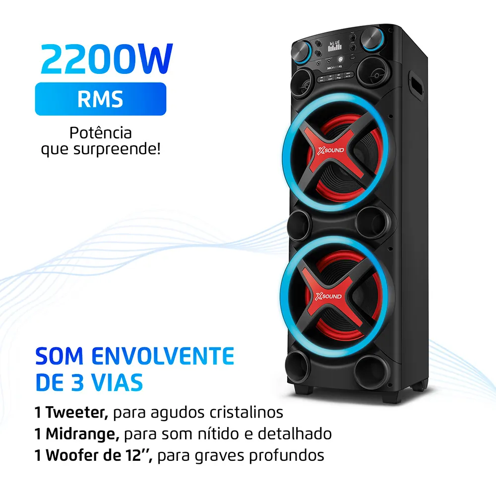 Caixa de Som Torre Mondial MT-2200 Bluetooth 2200W RMS, , large image number 1