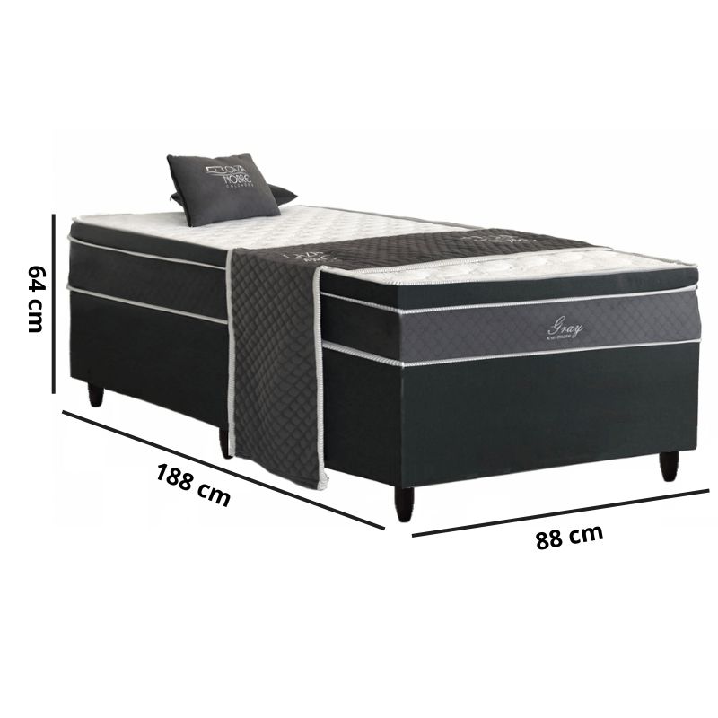 Cama Box Conjugada Solteirão Molas Ensacadas Tucson Gray 188x88x64 cm Caza Nobre, , large image number 2