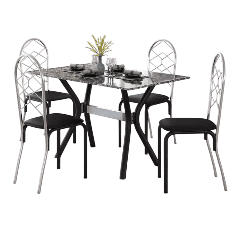 Conjunto de Mesa Tubform Viena com 4 Cadeiras Atenas 