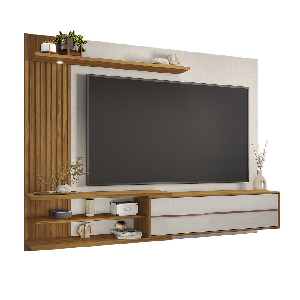 Painel Para TV Até 65 Polegadas Freijó/Off White Notável NT 1355, , large image number 2