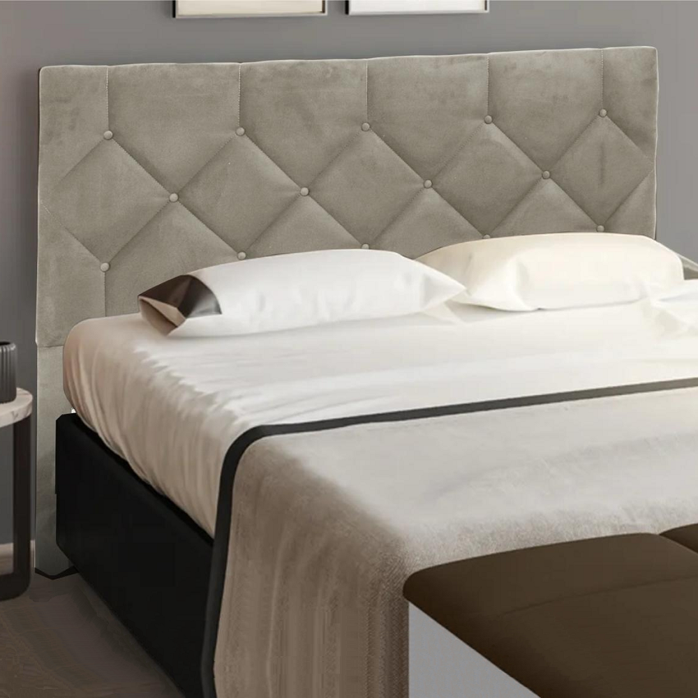 Cabeceira de Casal Estofada 140 cm Veludo Caramelo Ortomagic Bahamas