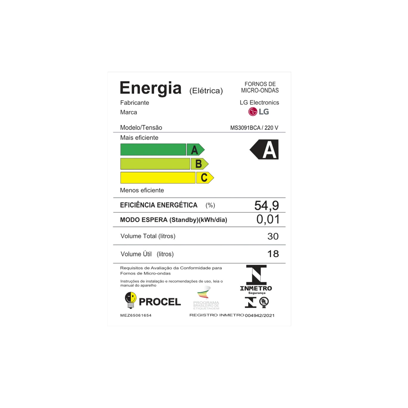 Micro-ondas LG 30 Litros Branco 220V MS3091BCA, , large image number 4