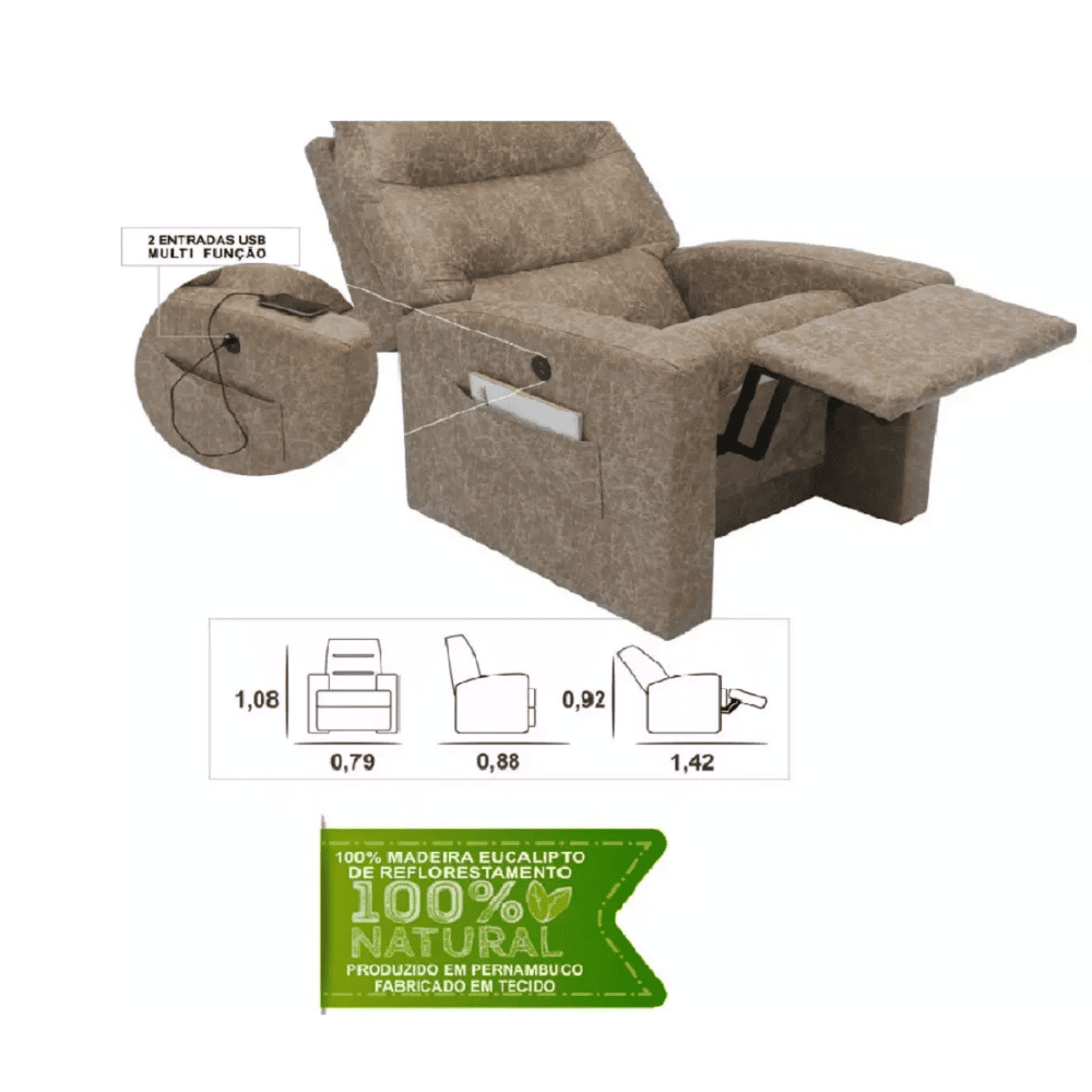 Poltrona do Papai Reclin&aacute;vel JW Estofados Dubai, , large image number 2