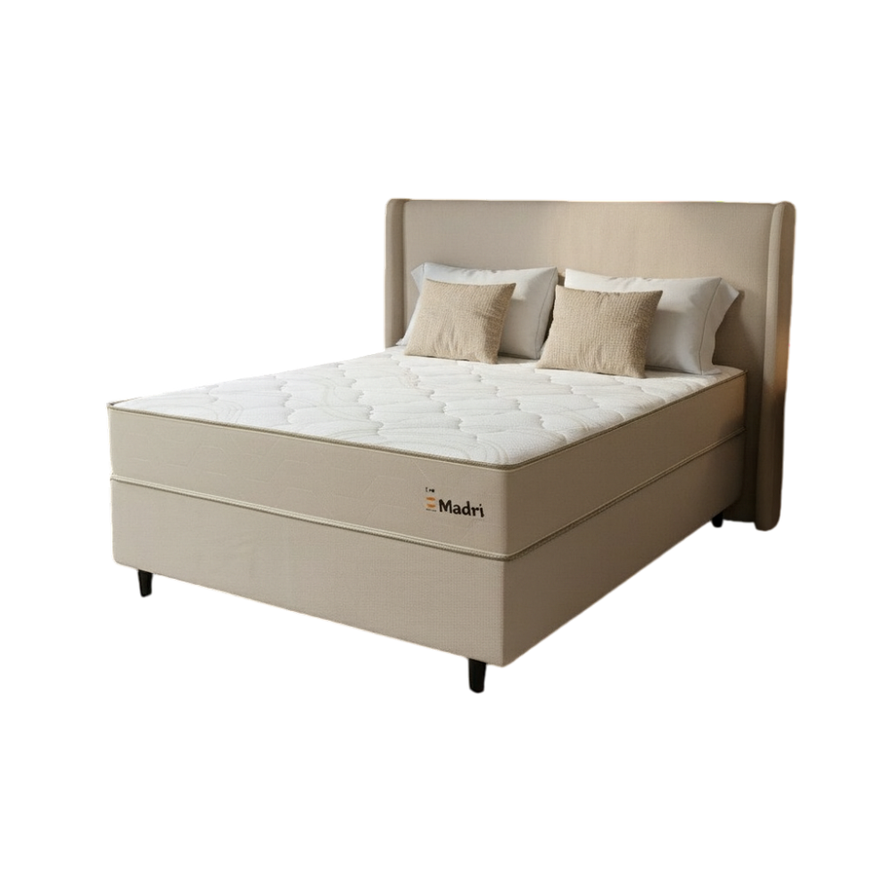 Conjunto Box Queen Molas Ensacadas Tit&acirc;nio Madri Bege 158x198x66 cm