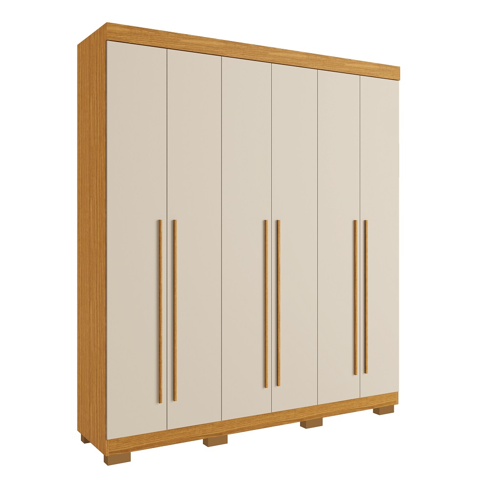 Guarda-Roupa Casal 6 Portas Nature/OffWhite ACP Paola