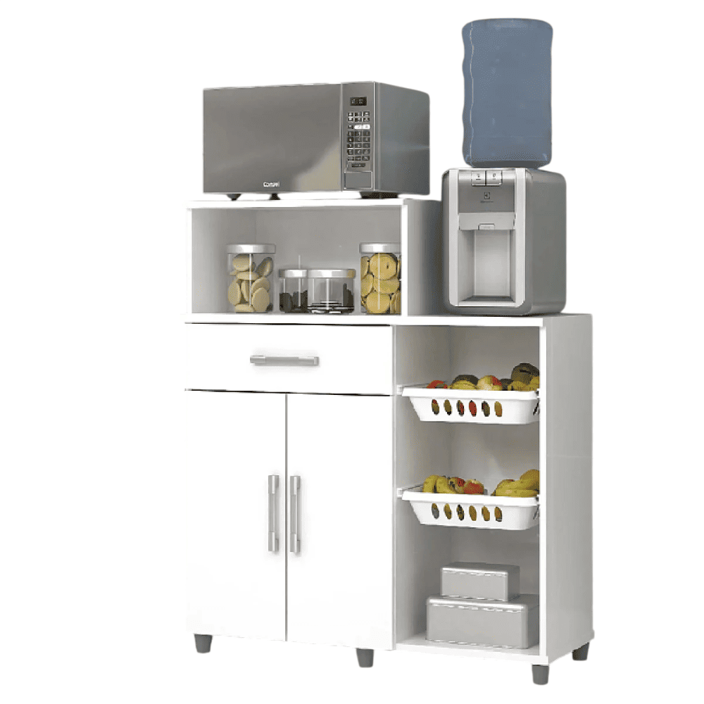 Fruteira de Ch&atilde;o para Cozinha 2 Portas 1 Gaveta Las Vegas Magno Branco