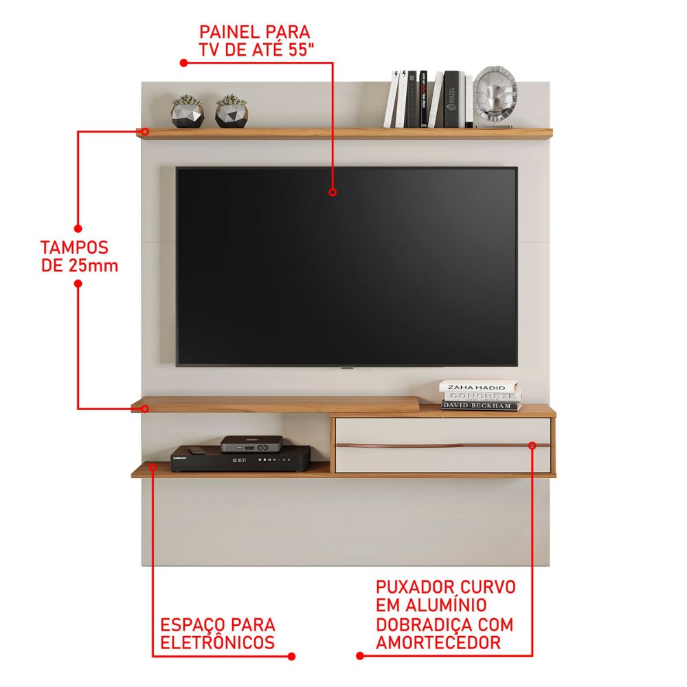 Painel Para TV Até 55 Polegadas Freijó Trend/Off White Notável NT 1155, , large image number 3
