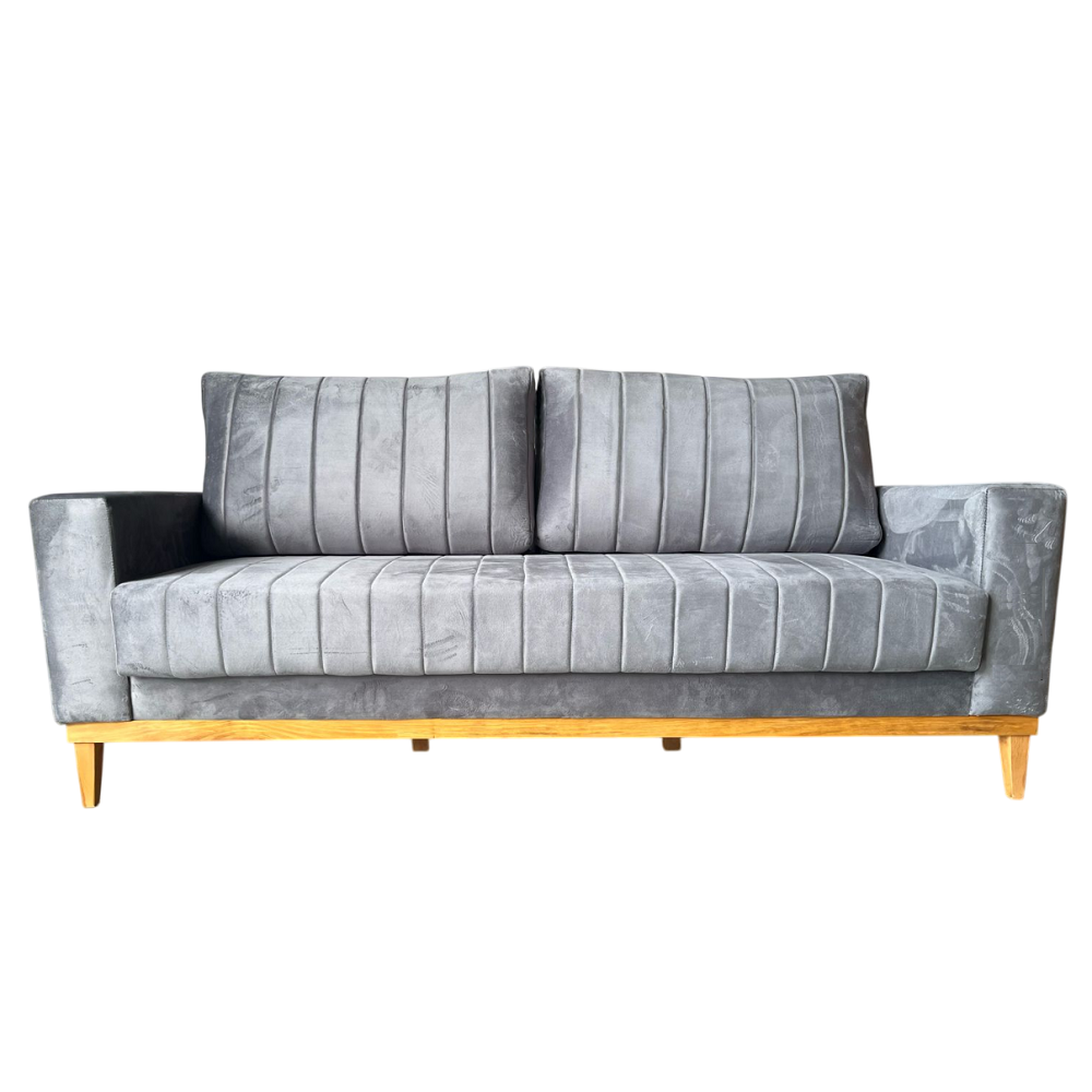 Sofá 4 Lugares 1 Assento Tecido Veludo Titânio 200cm Acento Fixo Movelpaz Caline