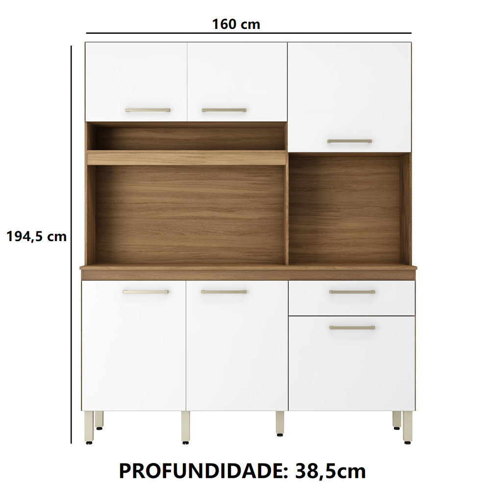 Arm&aacute;rio de Cozinha 6 Portas MDP Amendola Branco Dem&oacute;bile Alamo, , large image number 6