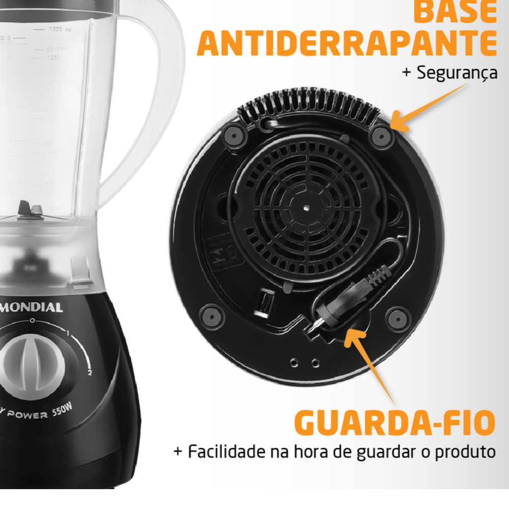 Liquidificador Mondial Preto 1,9 Litros 550W 220V Easy Power L550W, , large image number 4