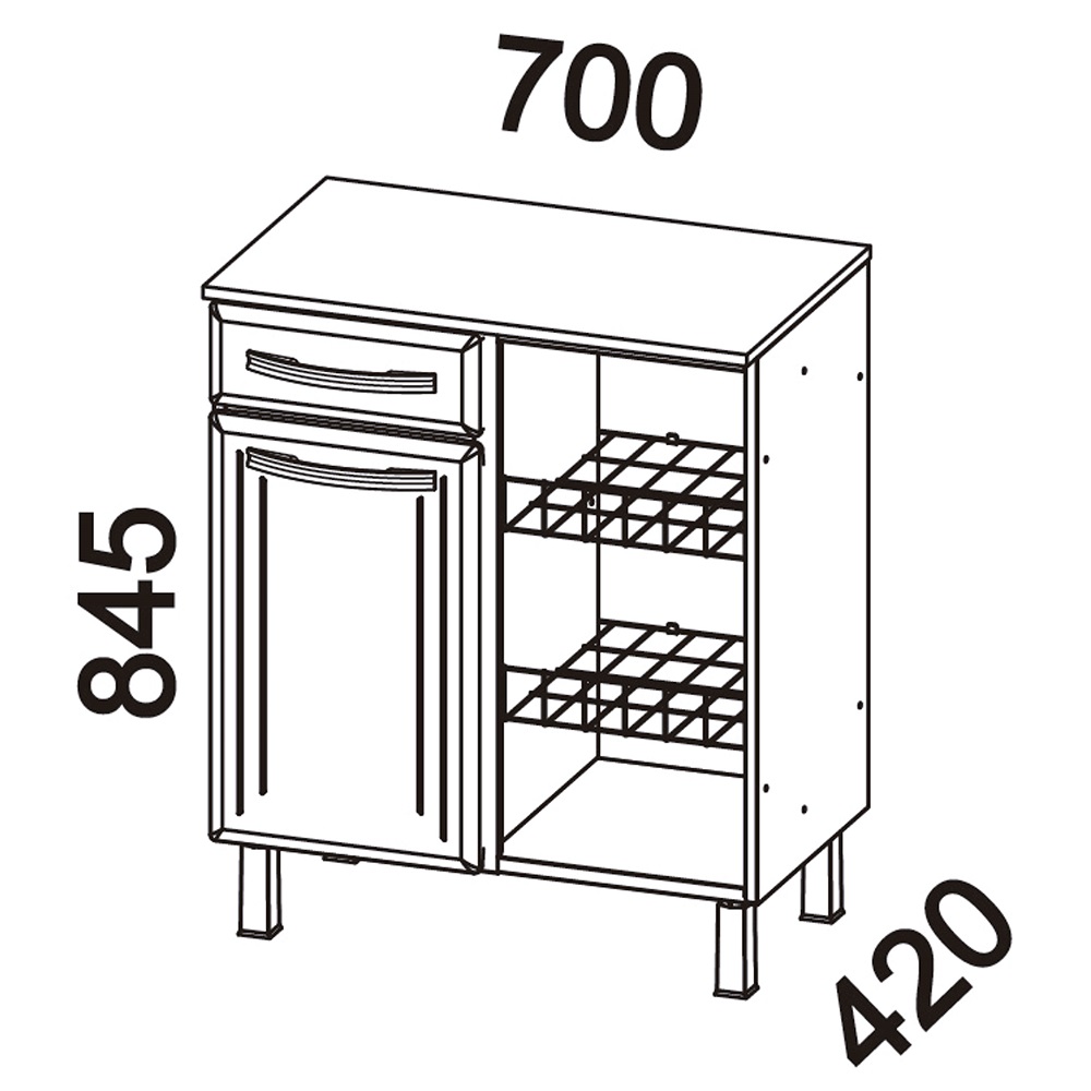 Fruteira de Chão para Cozinha 1 Porta 1 Gaveta Esmeralda Telasul Branco, , large image number 8