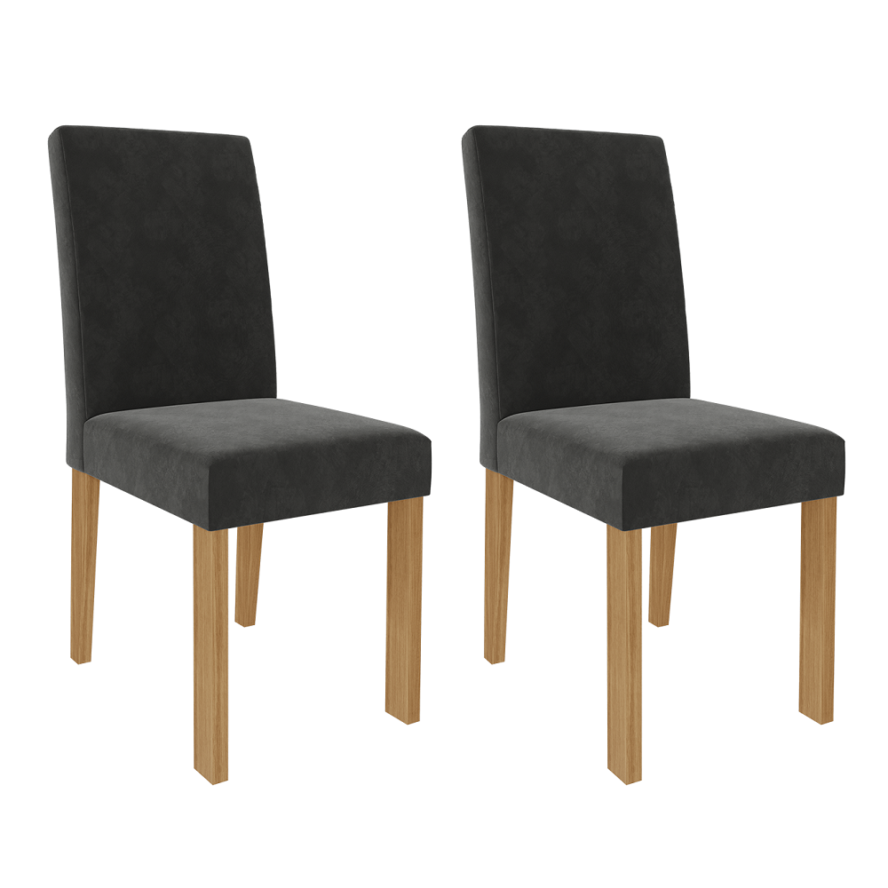 Mesa de Jantar 4 Cadeiras Maia Quadrada 95x95cm Cinamomo/Chumbo Cimol Sophia 100% MDF, , large image number 2