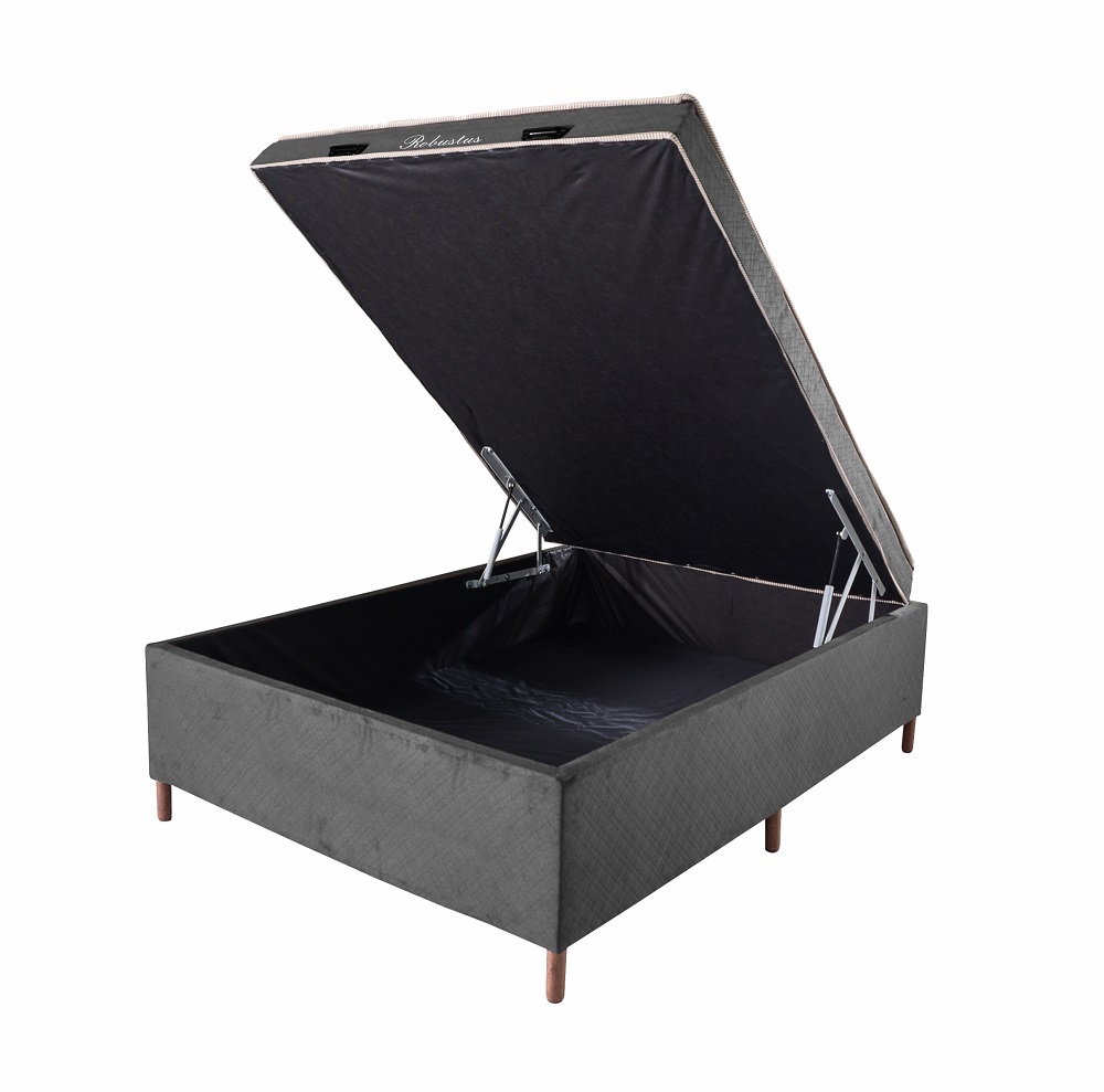 Cama Box Casal com Baú D28 Robustus Unique Confort 138x188x69 Caza Nobre, , large image number 0