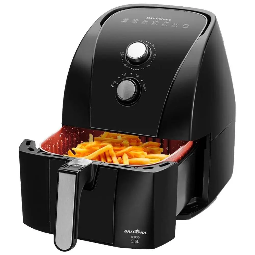 Fritadeira Elétrica Air Fryer Britânia Sem Óleo 5,5 Litros Preta 1500W 220V BFR50, , large image number 7