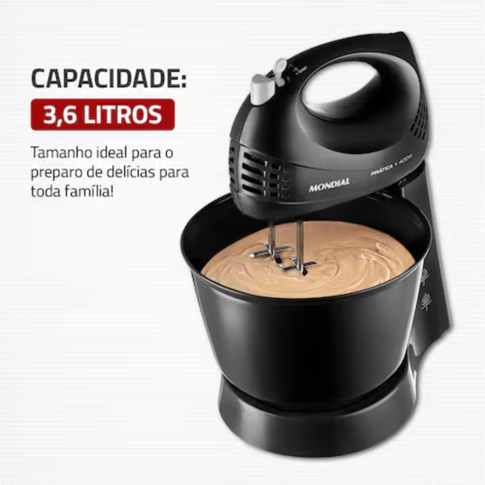 Batedeira Mondial Preta Turbo Tamanho Família 400W 220V B-44-B, , large image number 2