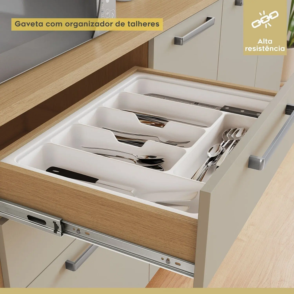 Kit Cozinha Nesher Nobreza 7 Portas 2 Gavetas 210 cm Carvalho/Greige 100% MDF, , large image number 5